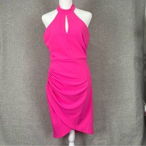 Bisou Bisou Dress Size 8 Pink Halter Key Hole Sleeveless Party Cocktail New